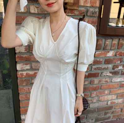 ワンピース レディース Vネック ボリューム ロング ロング丈 フレア カジュアル 無地 きれいめ上品 お洒落 おしゃれ 大人 こなれ感 楽ちん 体系カバー  ガーリー ウエストマーク オルチャン 韓国 ファッション オシャレ ママ お出かけ 女子会 デート 体系カバー 休日 10代 春の通販は 4,752円