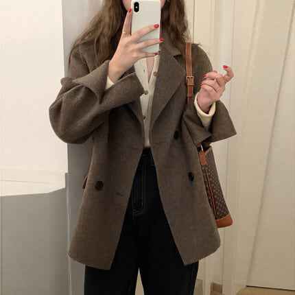 コート トップス アウター 袖あり 長袖 襟付き ウール きれいめ シンプル カジュアル 上品 おしゃれ 無地 秋 冬 10代 20代 通学 デート お出かけ 着回し 普段使い S M L ベージュ ブラウンの通販は