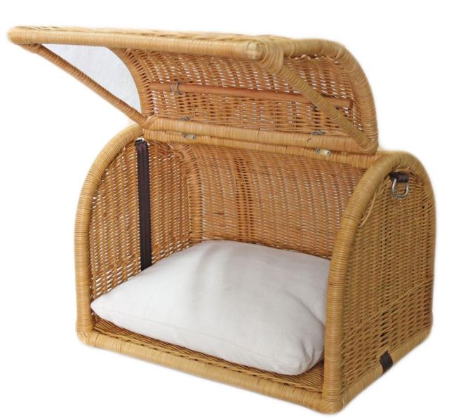 ペット用キャリーベッド ラタンキャリーベッド 2WAY キャラメル 猫用 推奨体重〜7kgまで 50×37×43.5cm_1