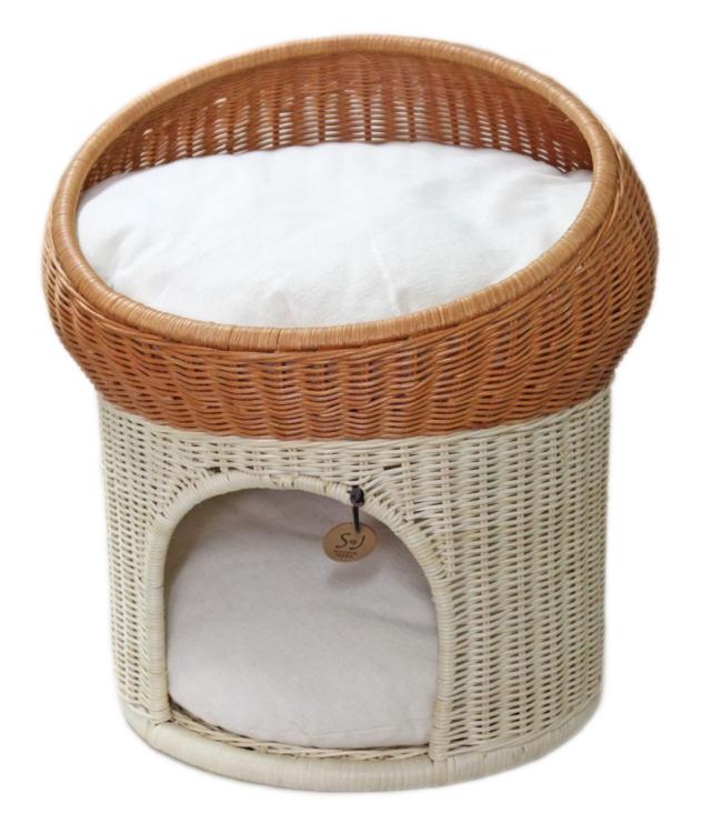 ペット用ハウスベッド ラタンマッシュルームハニーナチュラル 猫用 推奨体重〜6kgまで 44×35×33.5cm