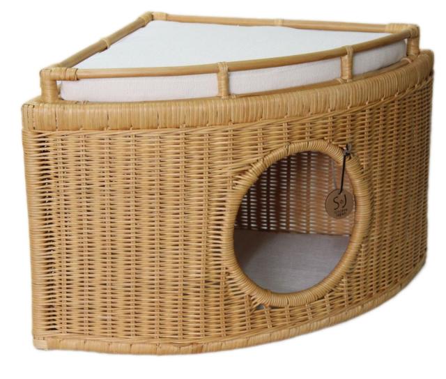 ペット用ハウス ラタンチーズハウス キャラメル 猫用 推奨体重〜8kgまで 45.5×45.5×37cm