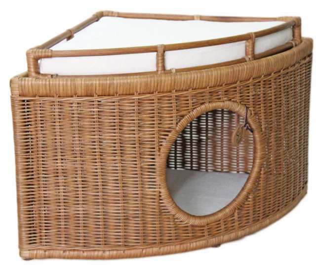 ペット用ハウス ラタンチーズハウス ブラウン 猫用 推奨体重〜8kgまで 45.5×45.5×37cmの通販は