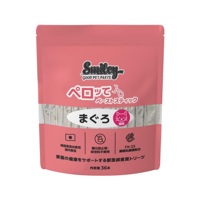 Smiley スマイリー 国産 キャットスナック 猫用おやつ 猫用ペロッて まぐろ 36本入 12個セット お取り寄せ商品 ペーストタイプ QIX