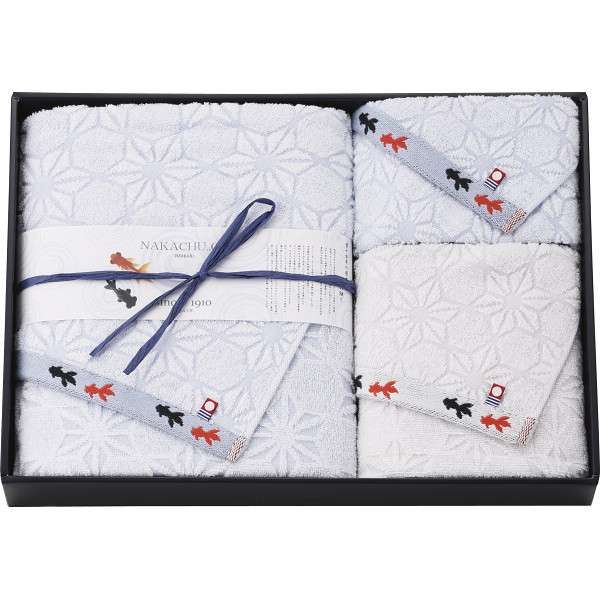 ホワイトデー お返し 人気 プチ 卒業 入学 記念品 プレゼント お祝 2026 送料無料 ギフト プレゼント タオル 今治産金魚タオル バス・フェイス・ウォッシュタオルセット ブルー