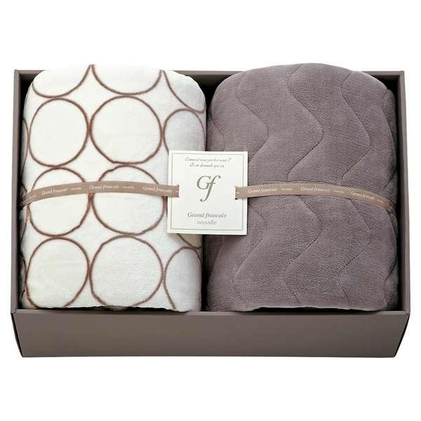 ホワイトデー お返し 人気 プチ 卒業 入学 記念品 プレゼント お祝 2026 送料無料 ギフト プレゼント 毛布 ブランケット グランフランセヌーベル ハイソフトタッチ マイヤー毛布&吸湿発熱綿入り敷パット アイボリー