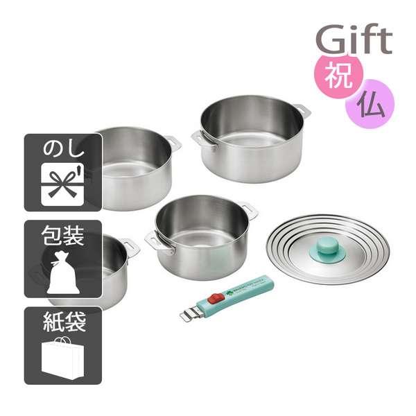 バレンタイン 2025 両手鍋 燕熟の技 ハンドル着脱式鍋4点セット バレンタイン 2025 送料無料 カードの通販は