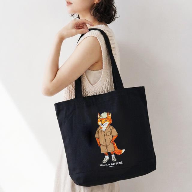メゾンキツネ トートバッグ 帆布 ブランド名 A4 ドレスド 稲荷 トート 住み家 稲荷 MAISON KITSUNE QU05109WW9042 2026SS 貨物輸送無料