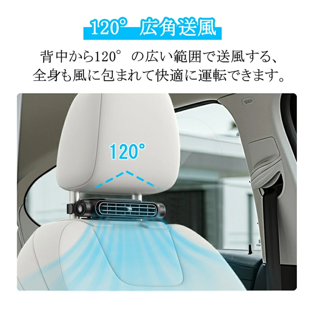 車載扇風機 USB扇風機 3段階風量 USB給電 設置簡単 車内扇風機 車扇風機 車載ファン 後部座席用 カーファン 省エネ 小型 車 自動車用_4