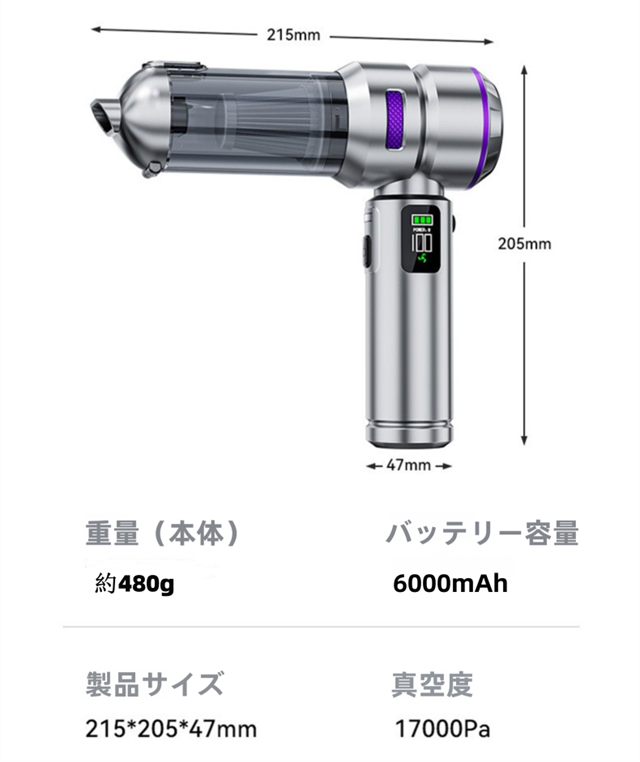 ハンディクリーナー 車 掃除機 コードレス LEDライト付き usb充電式 車載クリーナー 強力吸引 LED照明 家用 小型掃除機 車内 車用掃除機 コンパクト カークリーナー 小型 ミニ 軽量 ハンディ 車内清掃_14