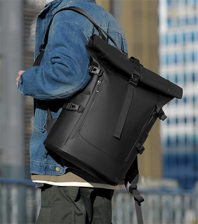 リュックサック バックパック ロールトップ式 大容量 リュック 撥水 メンズ 防水 PC収納  A4 パソコンバッグ 15.6インチ 出張 防災リュック 軽量 旅行 通学 通勤_9