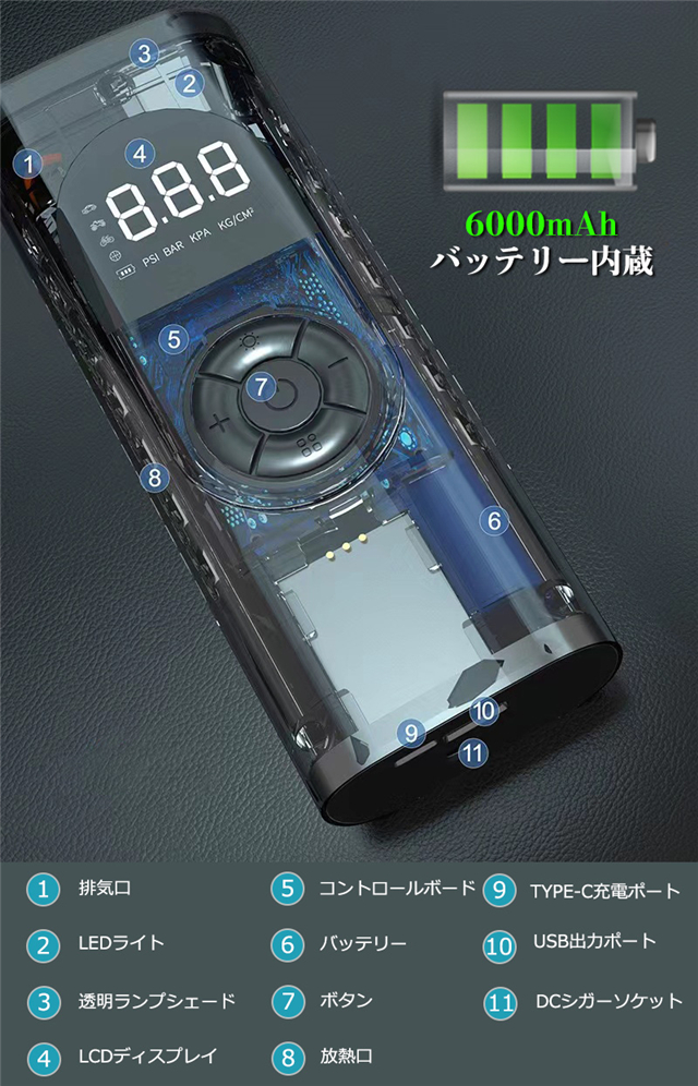 多機能 空気入れ コードレス usb充電 シガーソケット 懐中電灯 多機能 空気入れ コードレス usb充電 シガーソケット 懐中電灯 電動