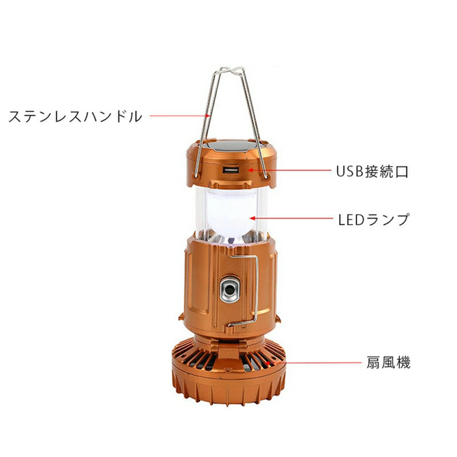 LEDランタン ソーラーランタン ソーラー扇風機 ファン付き 懐中電灯 高