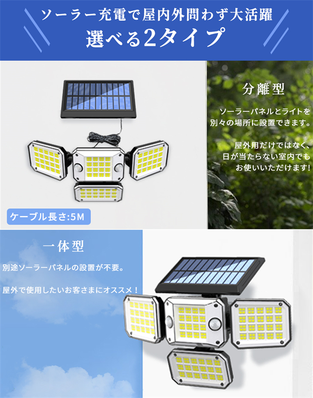センサーライト 屋外 ソーラーライト 人感センサー 光感 ライト LED 照明 防水 人感センサーライト 電気代ゼロ 防犯 明暗センサー 壁掛け 角度調整 停電 防災対策 玄関 庭 駐車場 停電対策_2