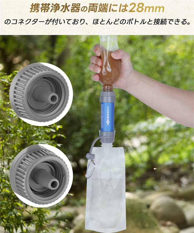 携帯浄水器 フィルター 濾過器 防災用 5000L浄水可能 ペットボトル接続