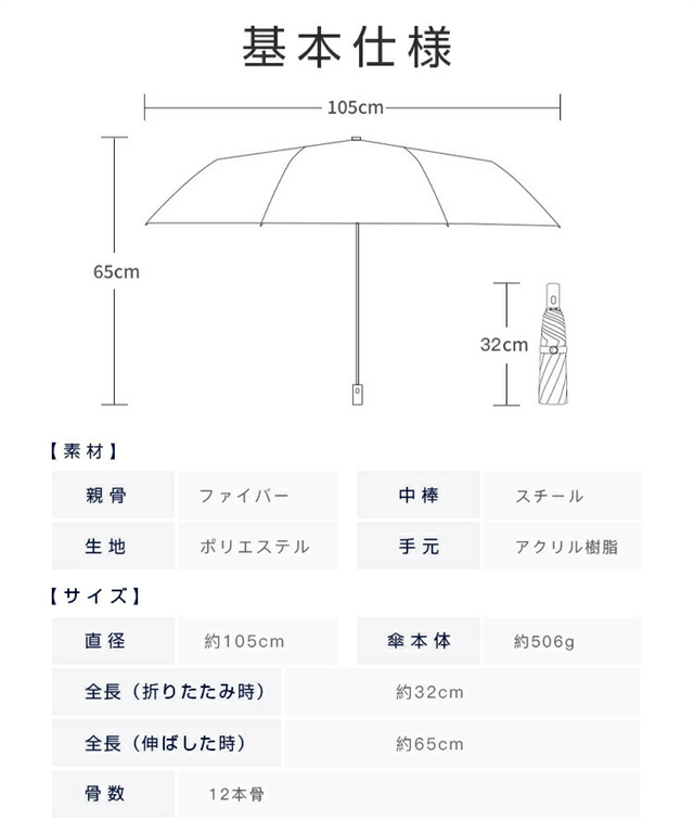 折りたたみ傘 自動開閉 晴雨兼用 雨傘 大きい UVカット ワンタッチ 12本骨 レディース メンズ 日傘 遮熱 遮光 コンパクト_15
