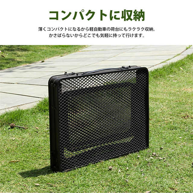 折りたたみテーブル アウトドアテーブル おりたたみ 軽量 耐熱 メッシュ サイドテーブル付き キャンプ テーブル コンパクト 収納袋付き_4