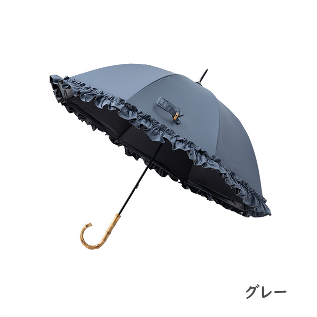 最強の日傘 長柄傘 完全遮光100% レディース傘 晴雨兼用 フリル 花柄 軽量 女性 2WAY 8本骨 紫外線対策 日焼け対策 完全UVカット100%生地ギフト対象_9