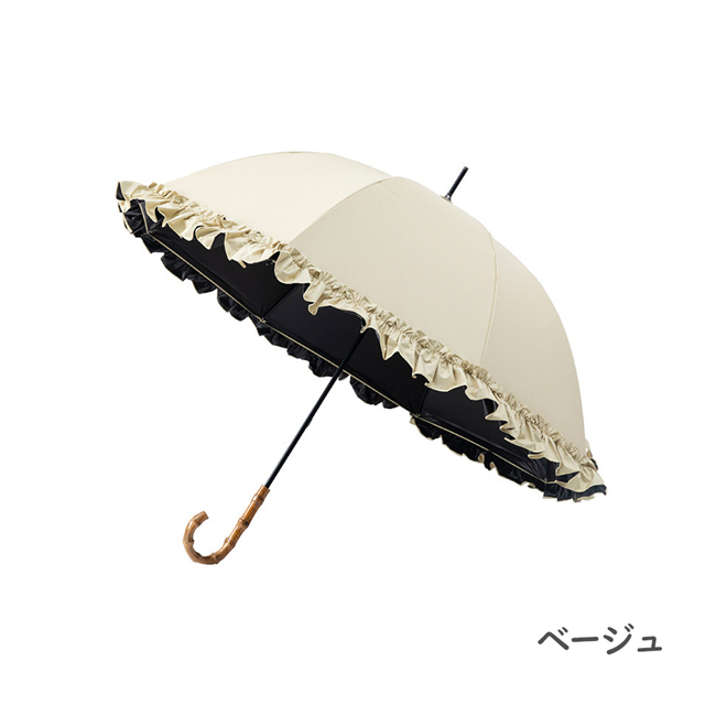 最強の日傘 長柄傘 完全遮光100% レディース傘 晴雨兼用 フリル 花柄 軽量 女性 2WAY 8本骨 紫外線対策 日焼け対策 完全UVカット100%生地ギフト対象_11