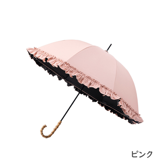 最強の日傘 長柄傘 完全遮光100% レディース傘 晴雨兼用 フリル 花柄 軽量 女性 2WAY 8本骨 紫外線対策 日焼け対策 完全UVカット100%生地ギフト対象_12