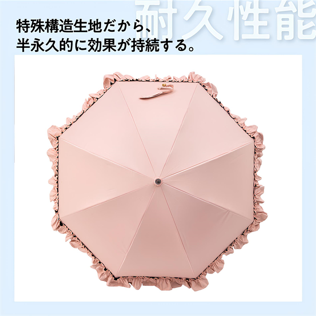 最強の日傘 長柄傘 完全遮光100% レディース傘 晴雨兼用 フリル 花柄 軽量 女性 2WAY 8本骨 紫外線対策 日焼け対策 完全UVカット100%生地ギフト対象_4
