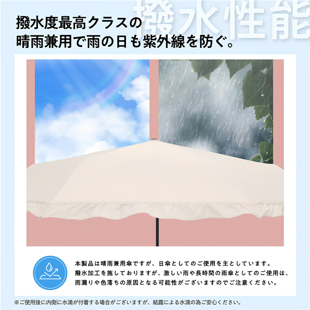 最強の日傘 長柄傘 完全遮光100% レディース傘 晴雨兼用 フリル 花柄 軽量 女性 2WAY 8本骨 紫外線対策 日焼け対策 完全UVカット100%生地ギフト対象_5