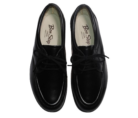 【靴のHOSHIKAWA】  『BON STEP 5903』 ボンステップ コンフォート 22cm〜25.5cm EEE ブラック レディース 外反母趾対応 Uチップ 日本製 牛革 幅広