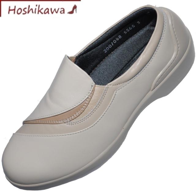【靴のHOSHIKAWA】  『BON STEP 5565』 分ステップ スリッポン 22cm〜25cm EEEE レディース アイボリー コンフォートシューズ 外反母趾 日本製 本革