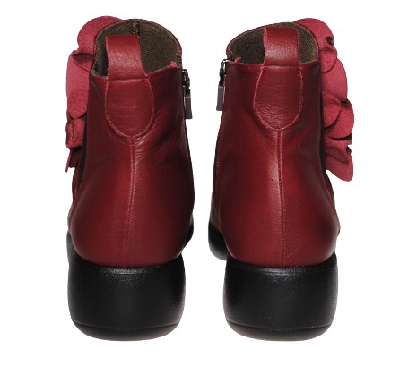 【靴のHOSHIKAWA】  『SPORTS NINE 1421』 スポーツナイン ショートブーツ 21.5cm〜24.5cm EEE レッド レディース ショート丈 厚底 ブーツ 本革 国産 秋冬