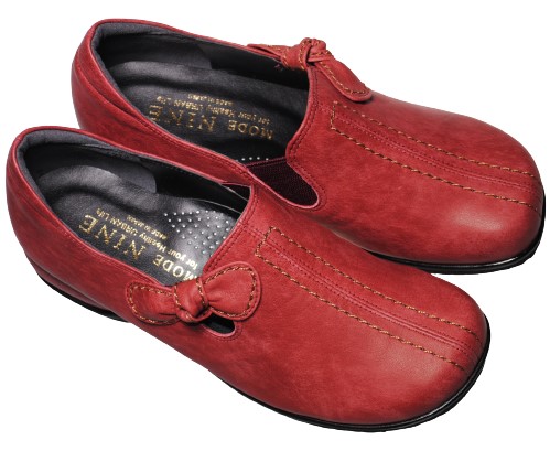 【靴のHOSHIKAWA】  『MODE NINE 1312』 モードナイン スリッポン 21.5cm〜25cm EEEE ダークワイン レディース スクエアトゥ 幅広 国産 防滑