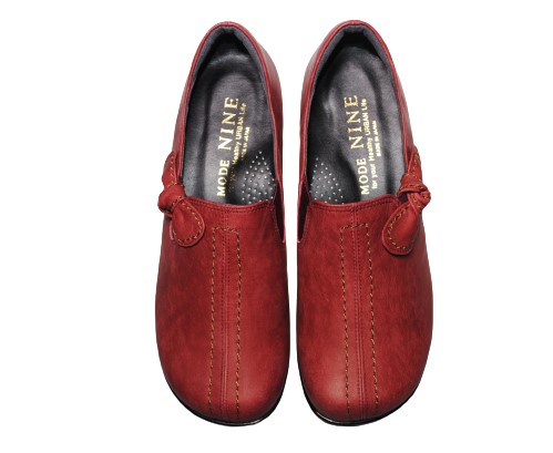 【靴のHOSHIKAWA】  『MODE NINE 1312』 モードナイン スリッポン 21.5cm〜25cm EEEE ダークワイン レディース スクエアトゥ 幅広 国産 防滑