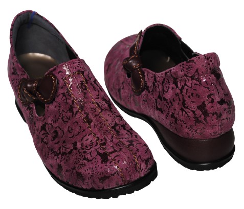 【靴のHOSHIKAWA】  『MODE NINE 1312』 モードナイン スリッポン 21.5cm〜25cm EEEE ワインC レディース スクエアトゥ 幅広 国産 防滑