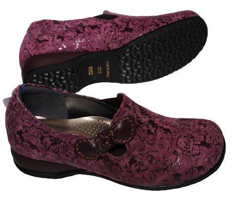 【靴のHOSHIKAWA】  『MODE NINE 1312』 モードナイン スリッポン 21.5cm〜25cm EEEE ワインC レディース スクエアトゥ 幅広 国産 防滑