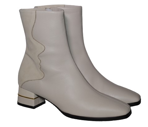 【靴のHOSHIKAWA】  『NINE DI NINE 2631』 ナインディナイン ブーツ 21.5cm〜24.5cm EEE ライトグレー ショートブーツ ショート丈 ヒール 本革 国産 秋冬