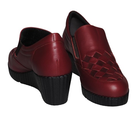 【靴のHOSHIKAWA】  『SPORTS NINE 308』 スポーツナイン スリッポン 21.5cm〜24.5cm EEE ワイン レディース 日本製 本革 厚底 軽い