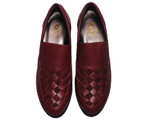 【靴のHOSHIKAWA】  『SPORTS NINE 308』 スポーツナイン スリッポン 21.5cm〜24.5cm EEE ワイン レディース 日本製 本革 厚底 軽い