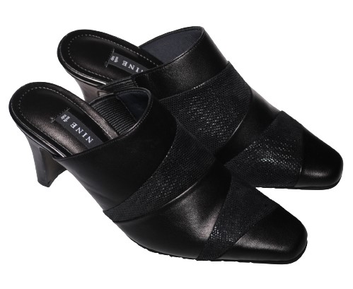 【靴のHOSHIKAWA】  『NINE DI NINE 7810』 ナインディナイン ミュール 21.5cm〜24.5cm EEE シルバー レディース ヒール サンダル 国産 本革