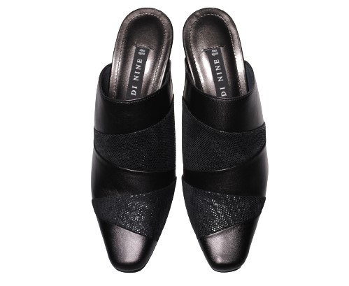 【靴のHOSHIKAWA】  『NINE DI NINE 7810』 ナインディナイン ミュール 21.5cm〜24.5cm EEE シルバー レディース ヒール サンダル 国産 本革