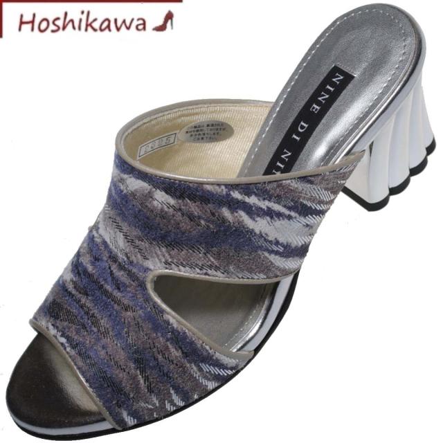 【靴のHOSHIKAWA】  『NINE DI NINE 2325』 ナインディナイン ミュール 21.5cm〜24.5cm EEE ゼブラ レディース ヒール サンダル 国産 本革