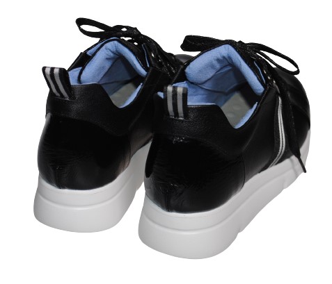 【靴のHOSHIKAWA】  『Monet 241300』 モネ カジュアルシューズ 21.5cm〜25cm EEEE レザースニーカー ブラック レースアップ 厚底 牛革 日本製