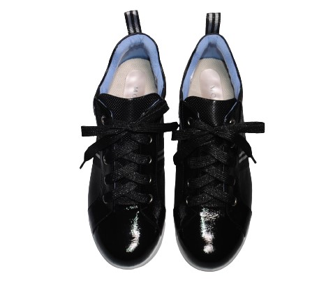 【靴のHOSHIKAWA】  『Monet 241300』 モネ カジュアルシューズ 21.5cm〜25cm EEEE レザースニーカー ブラック レースアップ 厚底 牛革 日本製