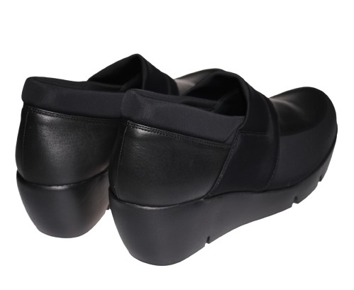 【靴のHOSHIKAWA】  『MONET 883011』 モネ ブーティー 21.5cm〜24.5cm EEE ブラック レディース スリッポン 厚底 本革 国産