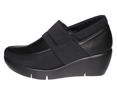 【靴のHOSHIKAWA】  『MONET 883011』 モネ ブーティー 21.5cm〜24.5cm EEE ブラック レディース スリッポン 厚底 本革 国産