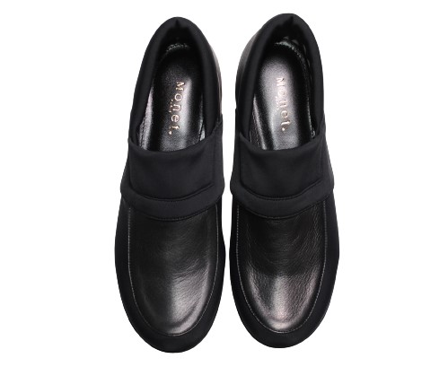 【靴のHOSHIKAWA】  『MONET 883011』 モネ ブーティー 21.5cm〜24.5cm EEE ブラック レディース スリッポン 厚底 本革 国産