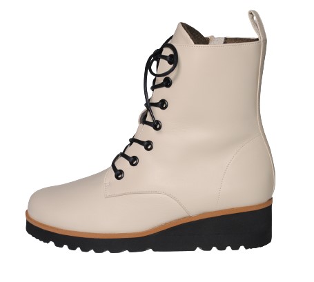 【靴のHOSHIKAWA】  『Dona Miss 2541』 21.5cm〜24.5cm EEEE ドナミス ショートブーツ レディース アイボリー レースアップ サイドファスナー 国産 本革 春夏