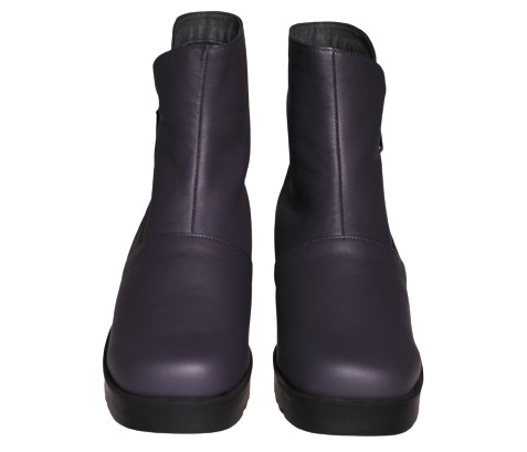 【靴のHOSHIKAWA】  『Dona Miss 22524』 21.5cm〜24.5cm EEE ドナミス ミドルブーツ レディース パープル サイドファスナー 厚底 国産 本革 秋冬