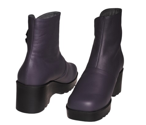 【靴のHOSHIKAWA】  『Dona Miss 22524』 21.5cm〜24.5cm EEE ドナミス ミドルブーツ レディース パープル サイドファスナー 厚底 国産 本革 秋冬