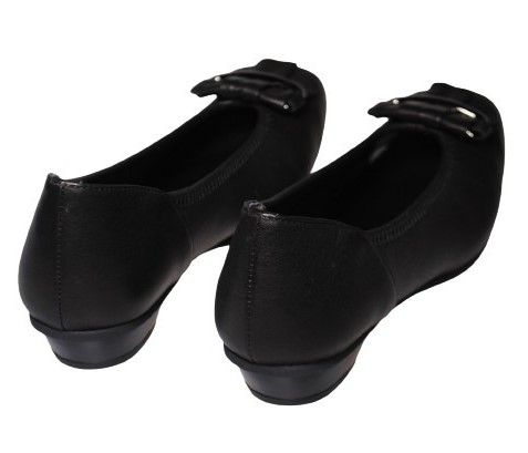 【靴のHOSHIKAWA】  『Dona Miss 3037』 21.5cm〜25cm EEE ドナミス パンプス レディース ブラック バックル ローヒール 国産 本革 秋冬