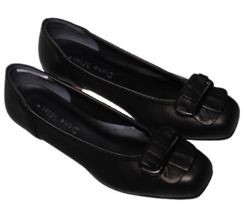 【靴のHOSHIKAWA】  『Dona Miss 3037』 21.5cm〜25cm EEE ドナミス パンプス レディース ブラック バックル ローヒール 国産 本革 秋冬