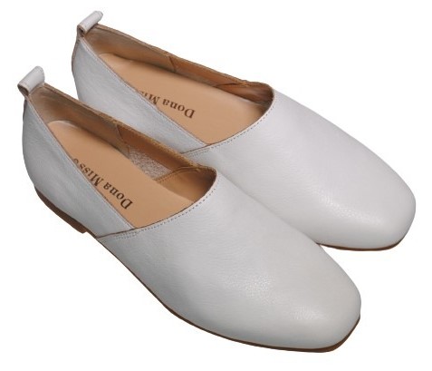 【靴のHOSHIKAWA】  『Dona Miss 8308RT』 22.5cm〜24.5cm EEE ドナミス スポックシューズ レディース ホワイト スリッポン フラット 日本製 本革 秋冬