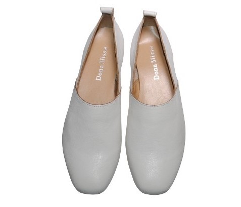 【靴のHOSHIKAWA】  『Dona Miss 8308RT』 22.5cm〜24.5cm EEE ドナミス スポックシューズ レディース ホワイト スリッポン フラット 日本製 本革 秋冬